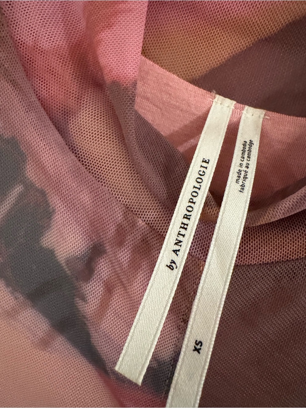 Anthropologie Pink & Brown Abstract Ruched Long-Sleeve Midi Dress - Picture 5 of 6
